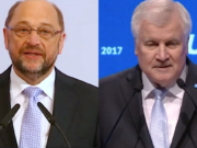 Martin Schulz und Horst Seehofer warnen vor neuer Migrationswelle. (Screenshots: YouTube)