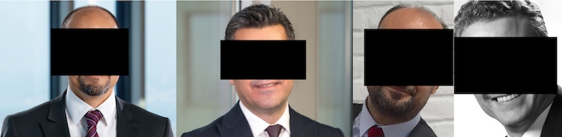 Die Vorstände der Akbank AG aus Eschborn von links nach rechts: CEO Mehmet Hakan Tugal (52) aus Kronberg im Taunus, Vertriebsvorstand Alper Özsoy (51) aus Oberursel im Taunus, Operativvorstand Murat Sari (52) aus Amsterdam und Marketingvorstand Albert Sowa (61) aus Hamburg 